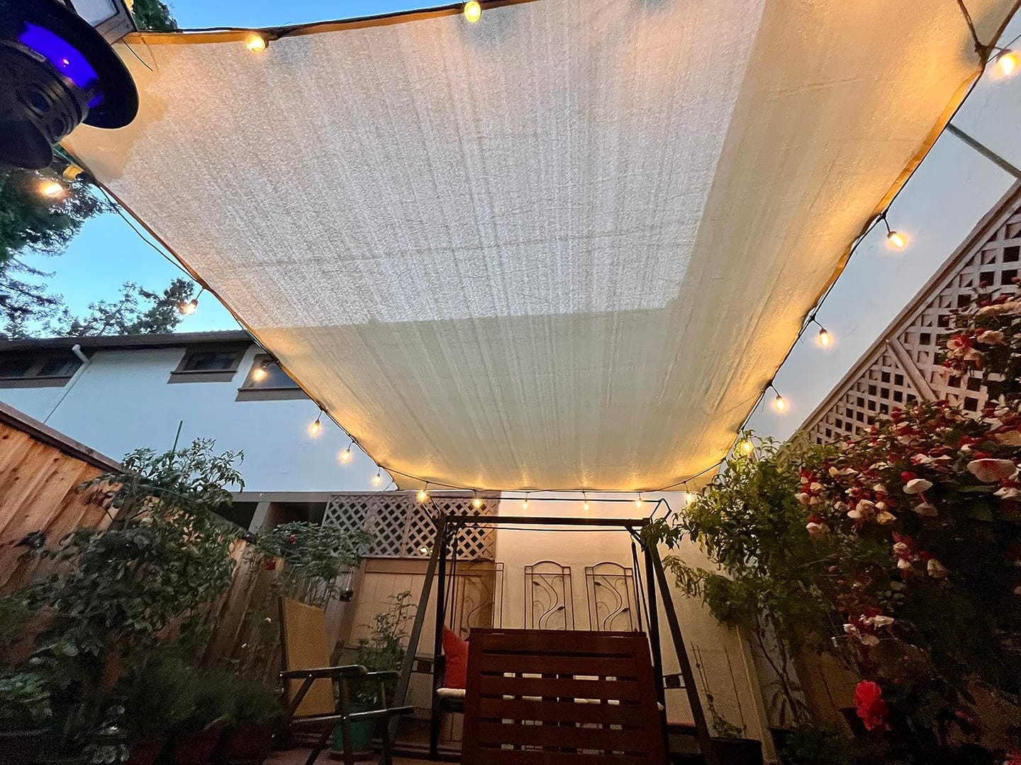 Customer photo review of Custom Sized HDPE Breathable UV Block Rectangle Sun Shade Sail for Patio/Pool