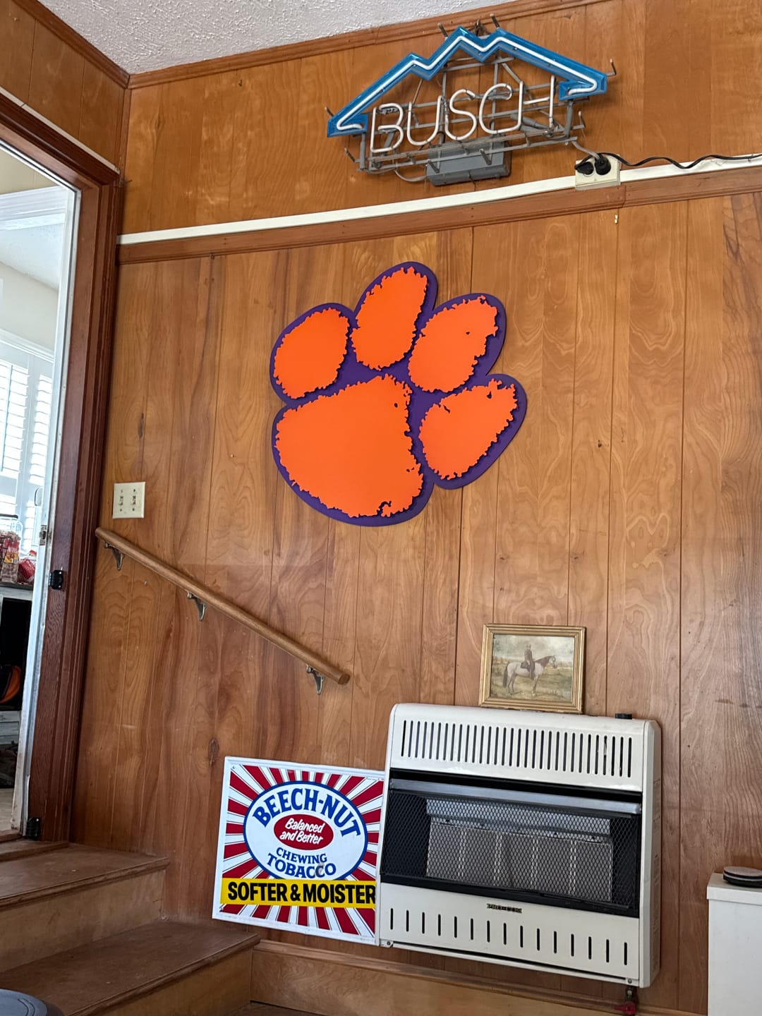 Customer photo review of Clemson Tigers Orange on Purple Paw 3D Vintage Metal Wall Art