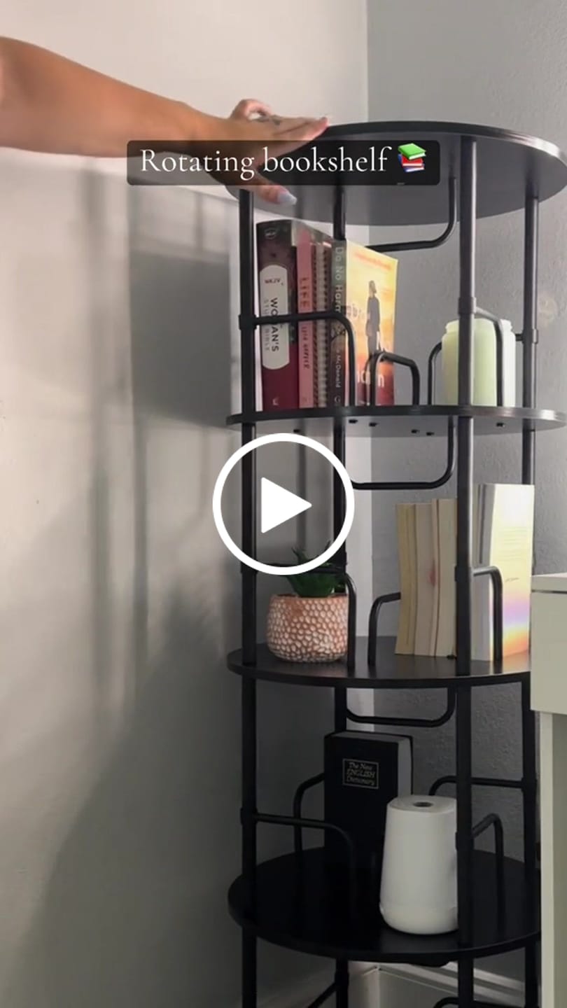 Customer video review of Flycity 3-5 Tier Rotating Bookshelf with 360° Display & Partition Storage