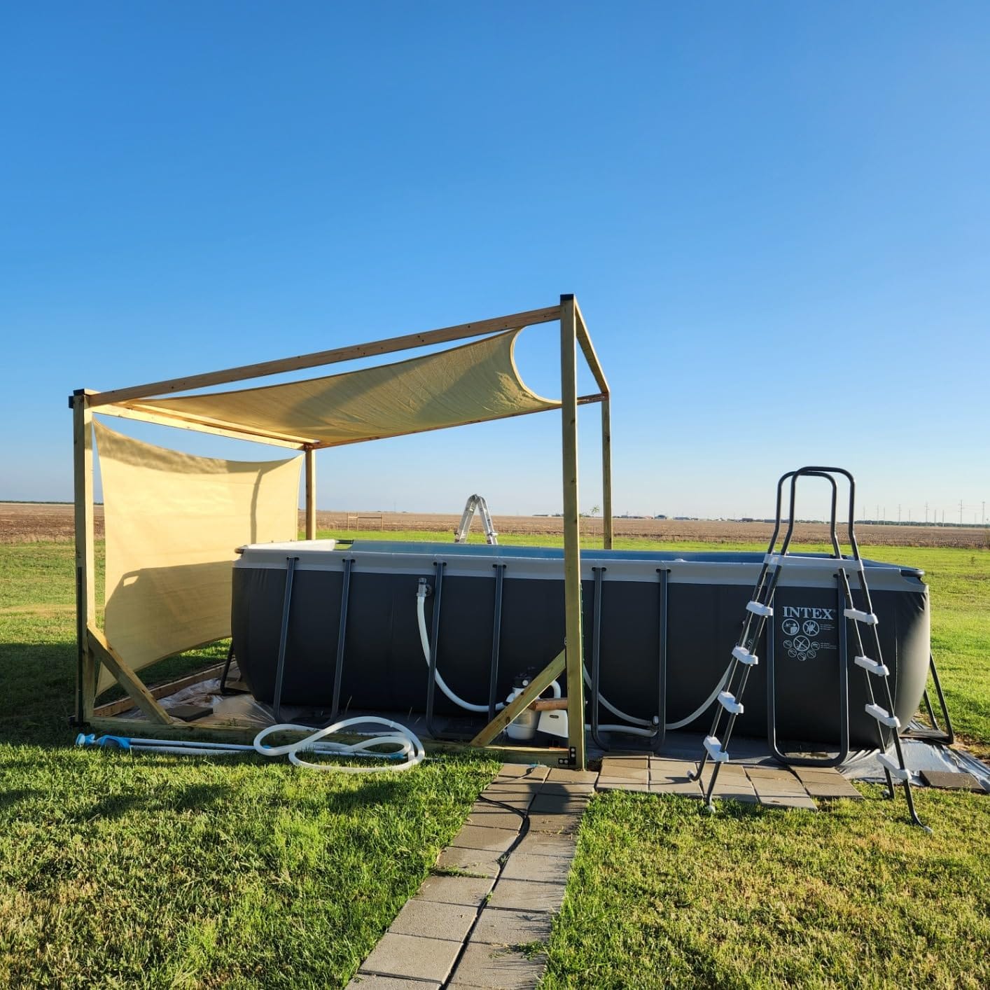 Customer photo review of Custom Sized HDPE Breathable UV Block Rectangle Sun Shade Sail for Patio/Pool