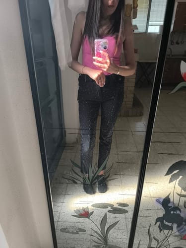 Customer photo review of Jeans Skinny nero brillantinato