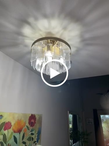 Customer video review of Tiered Hammered Water Glass Round Semi Flush Mount