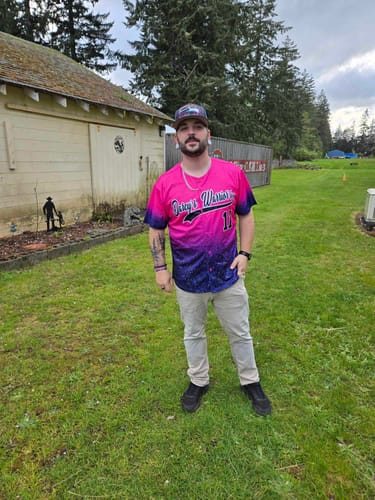 Customer photo review of Custom Pink Black Sparkle-Effect Pattern Gradient Fashion Authentic Baseball Jersey