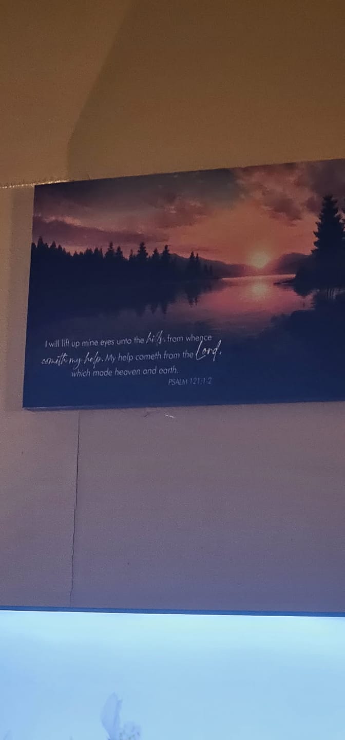 Customer photo review of Psalm 121:1-2 My Help Cometh From The Lord Wall Art Canvas