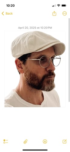 Customer photo review of Beige Herringbone Newsboy Cap