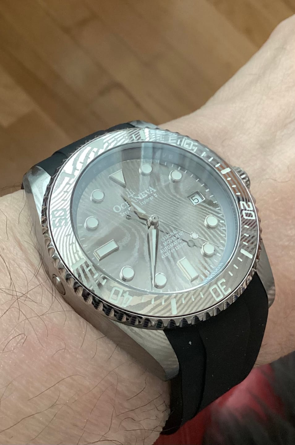 Customer photo review of Oceaneva Mens Deep Marine Explorer II Damascus Steel Dial Watch Rubber