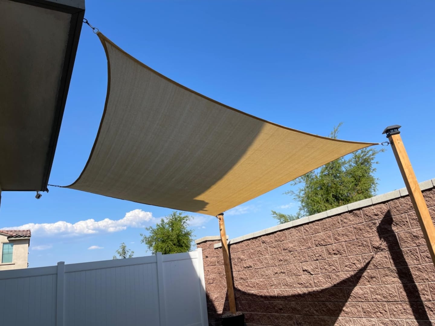 Customer photo review of Custom Sized HDPE Breathable UV Block Rectangle Sun Shade Sail for Patio/Pool