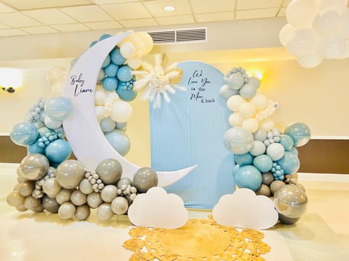 Customer photo review of 6.5ft Portable Crescent Moon Shape Stand for Baby Showers & Birthday & Wedding Events