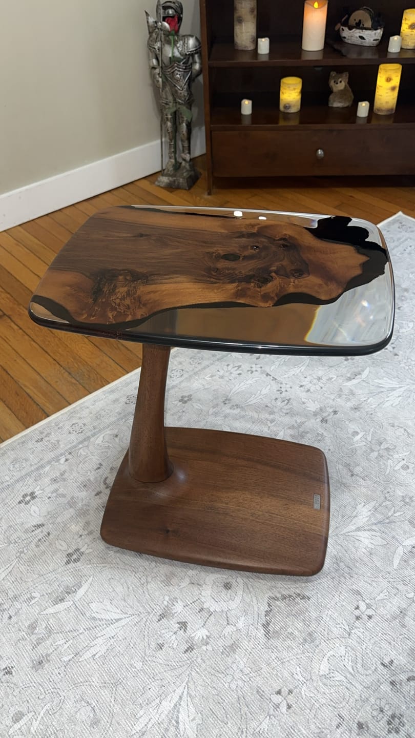 Customer photo review of C-Shaped Resin End Table - Luxury Walnut Epoxy Side Table