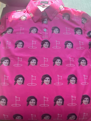 Customer photo review of Custom Photo Funny Face Women's Golf Polo Gift