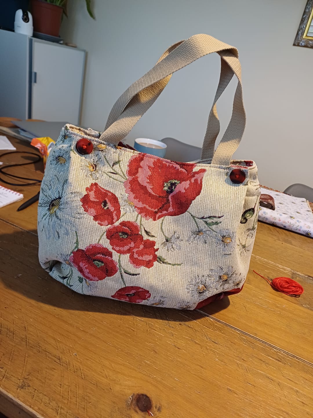 Customer photo review of Daisies and Poppies Tapestry Fabric