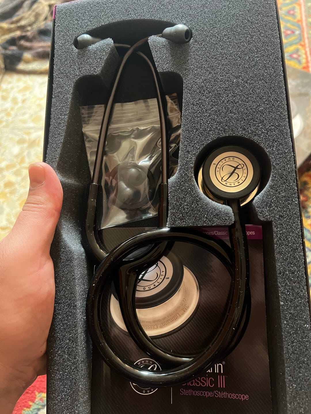 Customer photo review of Littmann Classic III Monitoring Stethoscope: Champagne & Black 5861