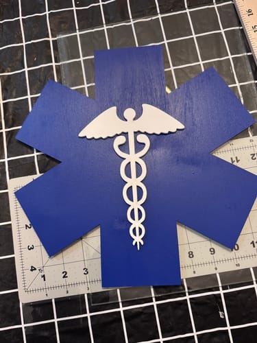 Customer photo review of Unfinished Wood EMS Medical Life Star Badge Silhouette - Craft- up to 46" DIY