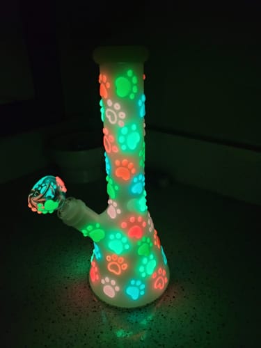 Customer photo review of Glow in the Dark Paws Beaker Bong