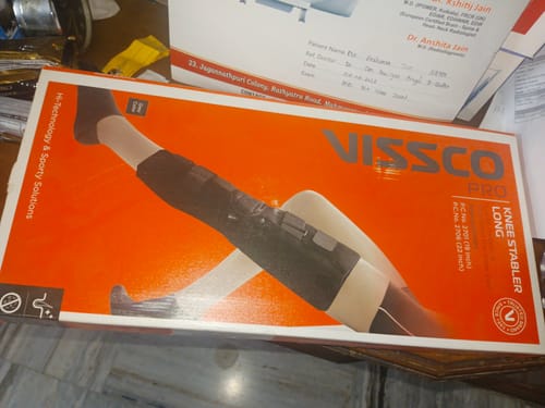 Customer photo review of Knee Stabler - Long (19" Brace) |Ideal firm Knee support that limits knee motion & stabilizes the knee with mediolateral metal supports | Color - Black