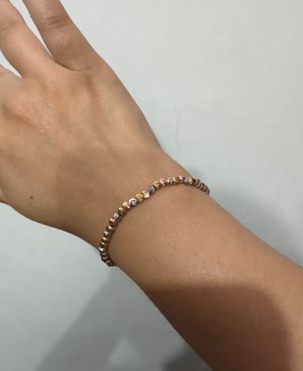 Customer photo review of Pulsera Bolitas Combinada Con Textura 3 mm