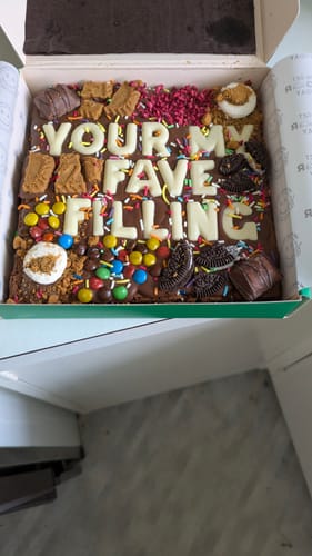 Customer photo review of Custom message loaded brownie