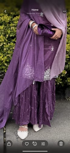 Customer photo review of Plum Sharara Suit with Intricate Detailing, Handcrafted Indian Festive Wear, Party Outfit
