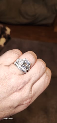 Customer photo review of 3-Stone Art Deco CZ Split Shank Ring in Sterling Silver 2.6ct