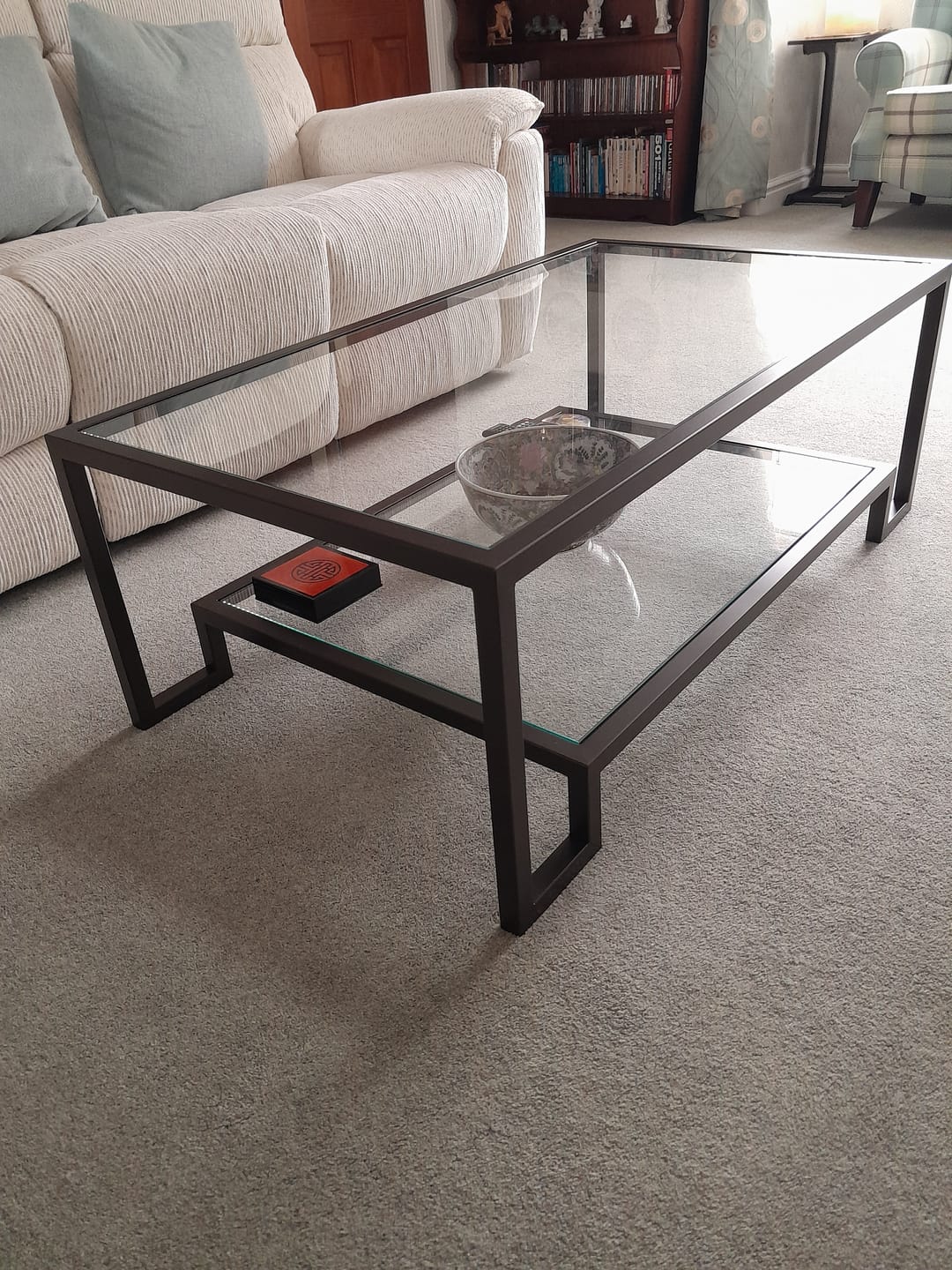 Customer photo review of Hudson Glass Metal Coffee Table - Dark Bronze
