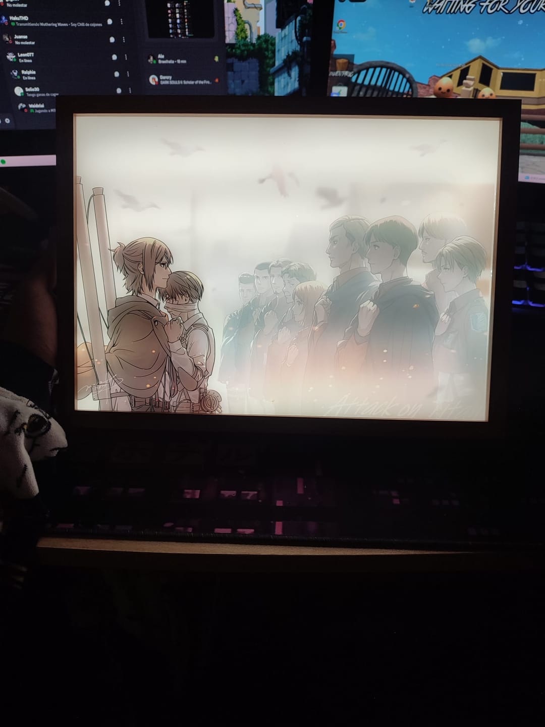 Customer photo review of A O T Series LED Light Painting Anime Photo Frame Wall Art