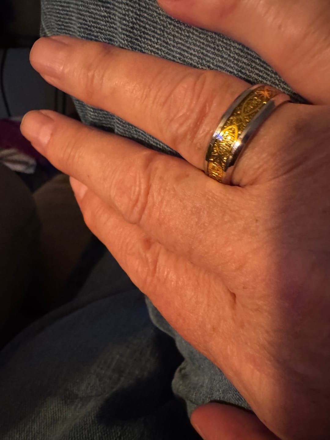 Customer photo review of FREE Today: Rustic Ichthys Jesus Fish Sparkle Ring - Faith and Devotion