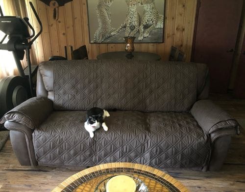 Customer photo review of 1PC Recliner Sofa Cover with Pockets & Elastic Straps