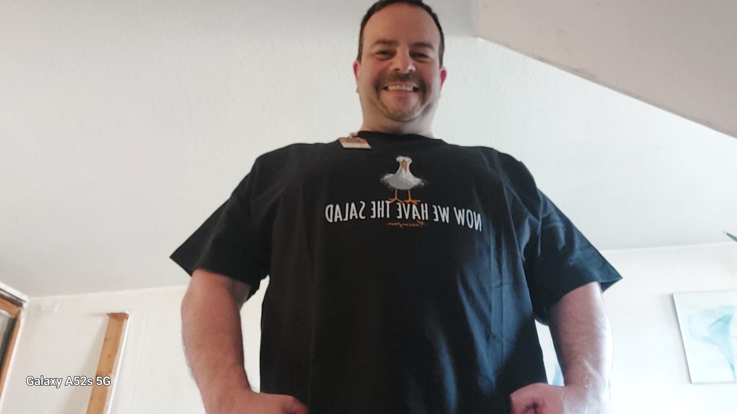 Customer photo review of Now we have the Salad · Unisex Premium Bio T-Shirt