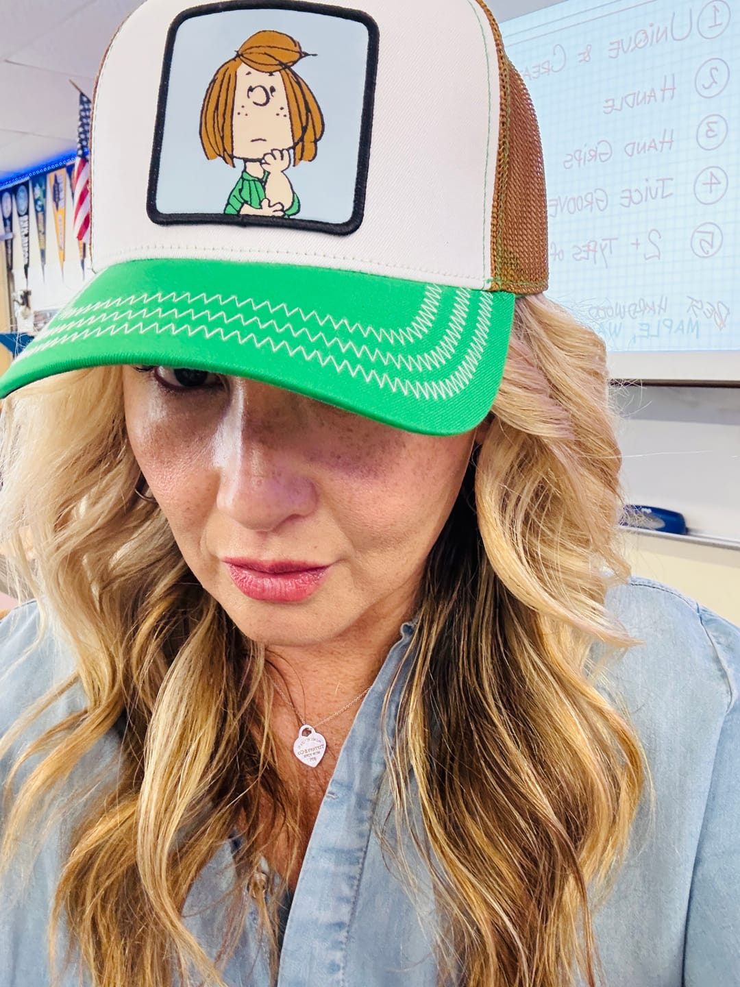 Customer photo review of OVERLORD X Peanuts: Peppermint Patty Trucker Cap