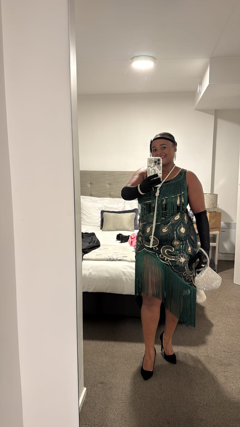 Customer photo review of Frankie 1920s Gatsby Dress - Green