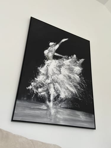 Customer photo review of Ethereal Dance – Original Minimalist Abstract Oil Painting for living room