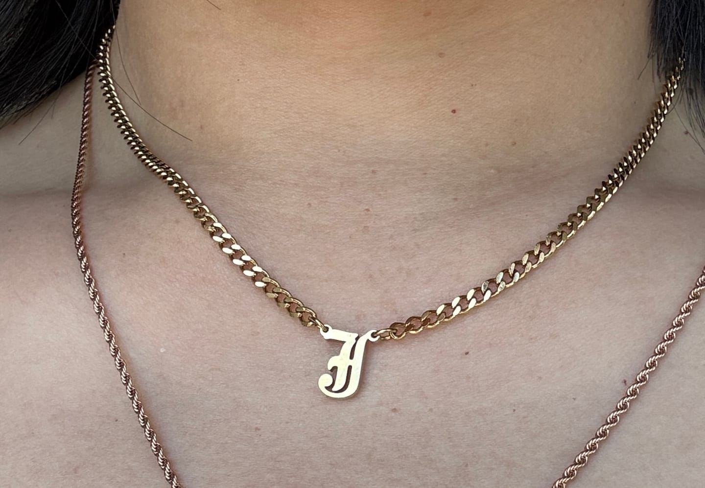 Customer photo review of Cuban Initial Necklace