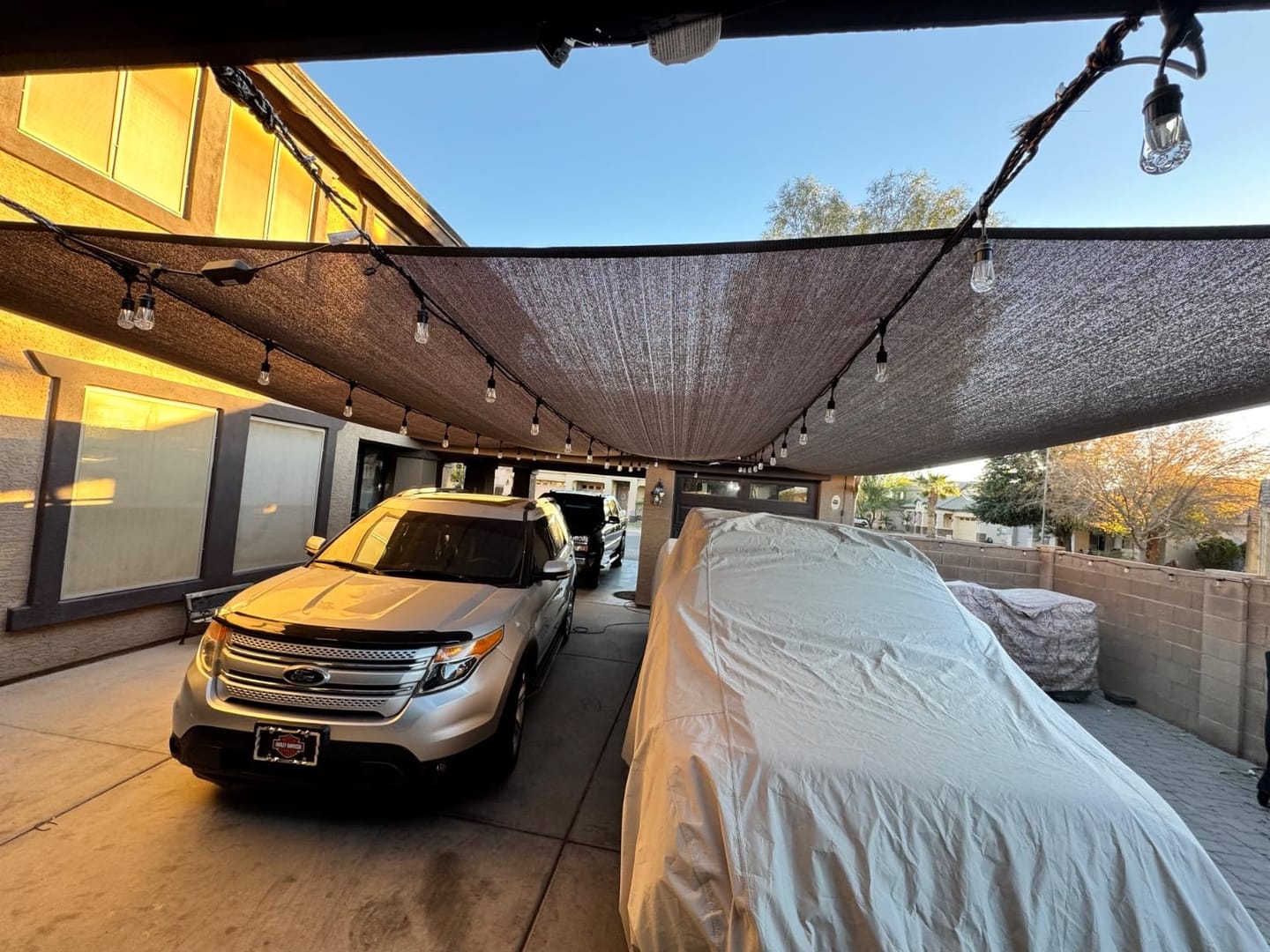 Customer photo review of Custom Sized HDPE Breathable UV Block Rectangle Sun Shade Sail for Patio/Pool