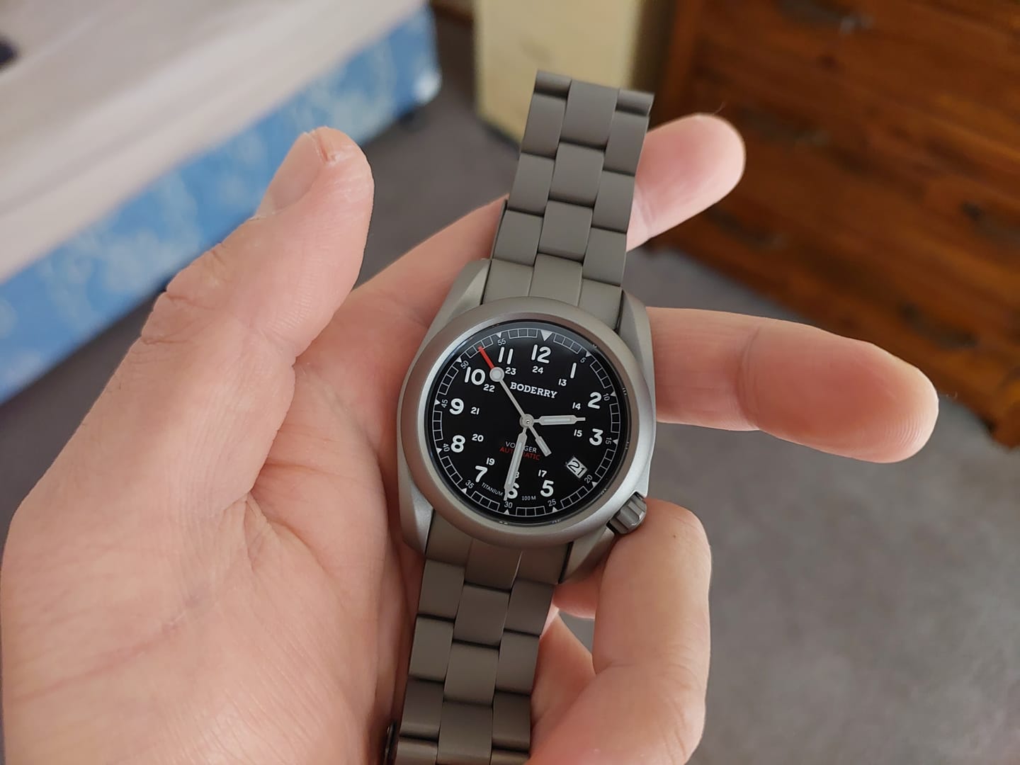 Customer photo review of VOYAGER - 100M Waterproof Titanium Automatic Field Watch | Black-bracelet