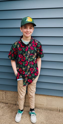 Customer photo review of 21 Pineapples "Skull Chevron" Button Up