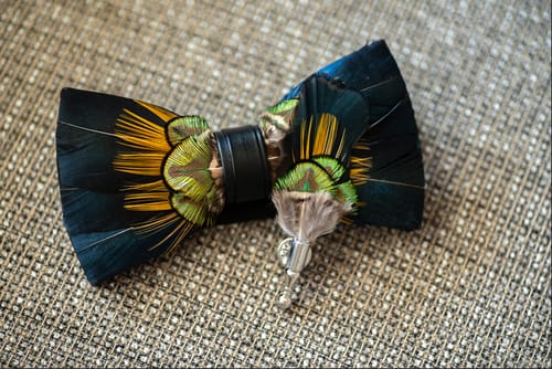 Customer photo review of The Azul- Feather Bow Tie