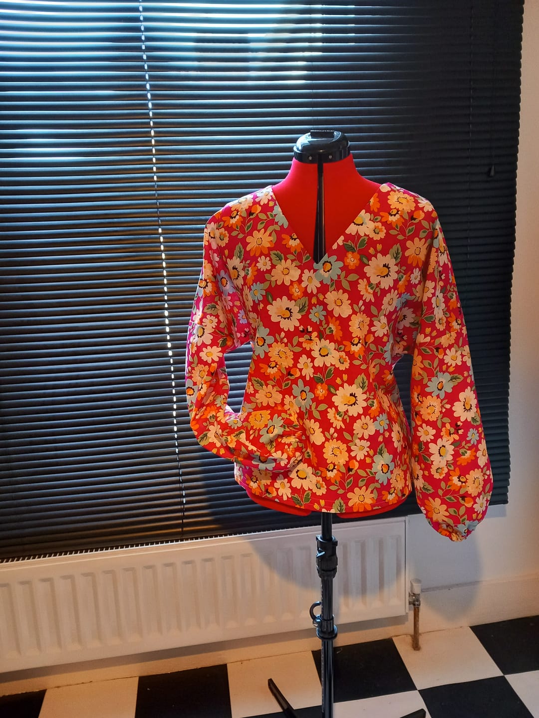 Customer photo review of Blue, Orange and White Floral Cotton Poplin Fabric