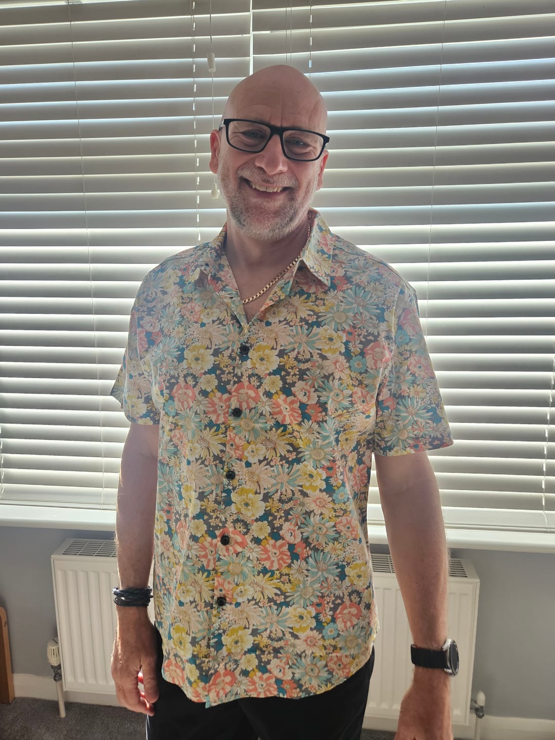 Customer photo review of Men's Vintage Floral Cotton Button Up Short Sleeve Shirt