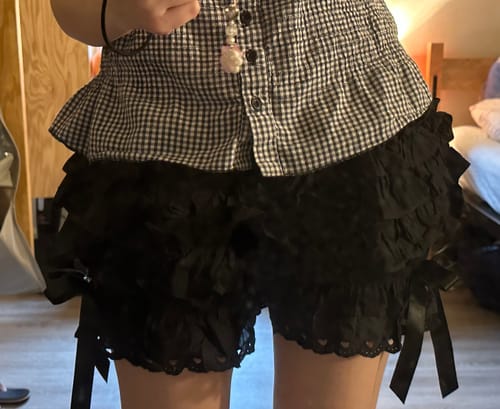 Customer photo review of ANNA Lolita Flared Lace Mini Skirt (Skort)