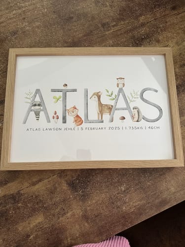 Customer photo review of Woodland Animal Name Print