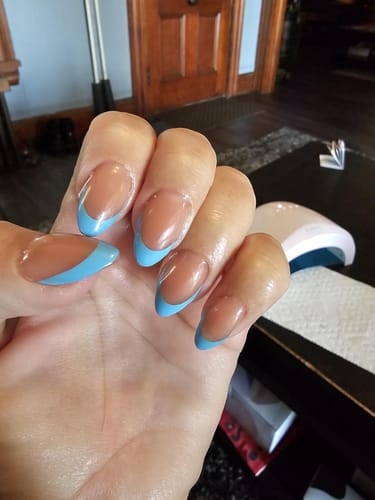 Customer photo review of XCOATTIPS® French - Short Almond Blue Pastel Tips
