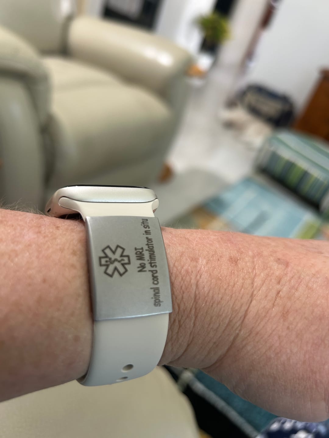 Customer photo review of Personalised ID Tag for Watch Band & Fitness Trackers