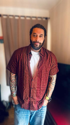 Customer photo review of Chemises rayées à manches courtes en coton respirant pour hommes