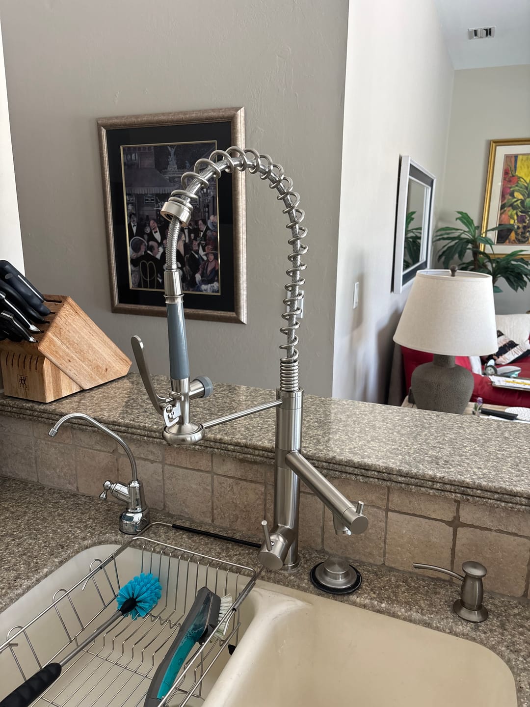 Customer photo review of Klempner Professional Pull Down Spray Dual Handle Swivel Spout Kitchen Faucet
