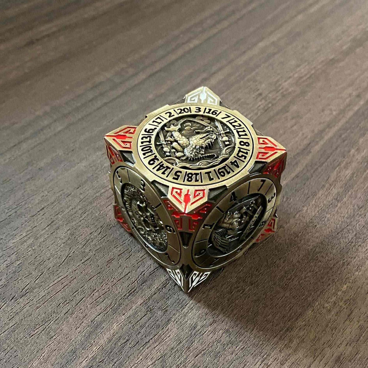 Customer photo review of MastersDice Dragon Dual-Spin 7-in-1 DND Metal Dice - Enamel Multi-Color