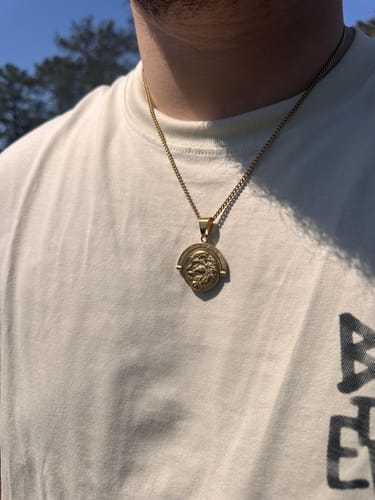 Customer photo review of Lion's Prayer Double Sided Pendant