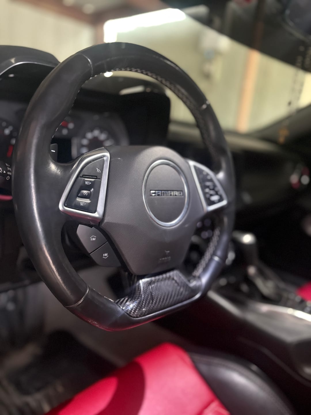 Customer photo review of Camaro 2016-2024 Carbon Fiber Steering Wheel Airbag Center Overlay