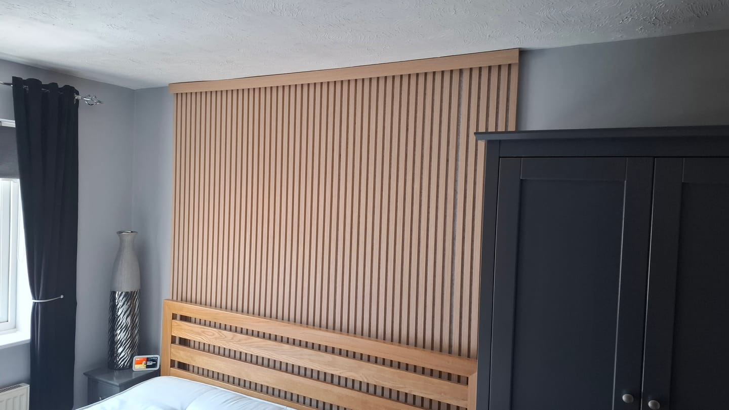 Customer photo review of Wooden Wall Panel | Natural Oak Grey Felt | Premium 3-sided Wood Veneer