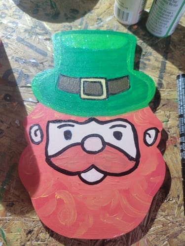 Customer photo review of Unfinished Wood Etched Leprechaun Shape | Paint By Line Crafts | up to 30" DIY