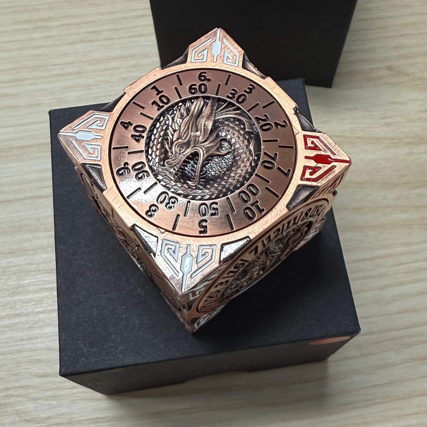 Customer photo review of MastersDice Dragon Dual-Spin 7-in-1 DND Metal Dice - Enamel Multi-Color